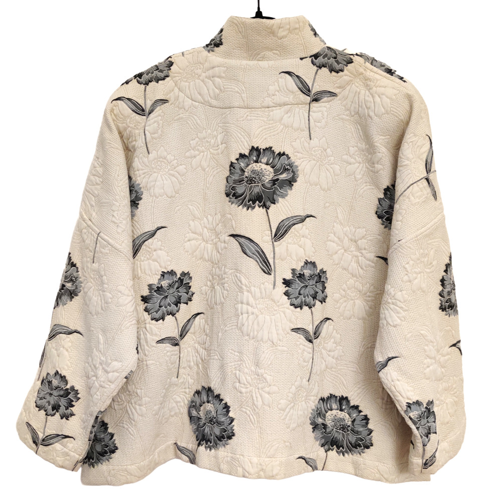 eskandar Floral Quilted Button Jacket Size OS Cream Refined Statement Designer - Picture 5 of 16